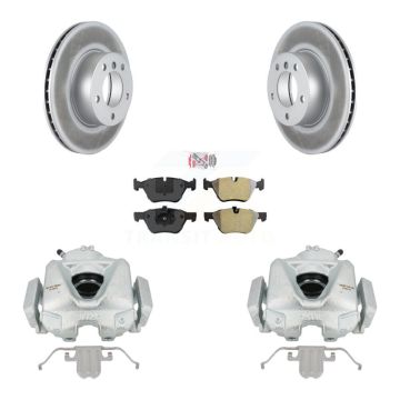 Front Disc Brake Caliper Coated Rotors And Semi-Metallic Pads Kit For BMW 323i KCG-100351N