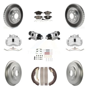 Front Rear Brake Caliper Coat Rotor Drum Semi-Metallic Pad Shoes Cylinder Kit (11Pc) For KCG-100351S