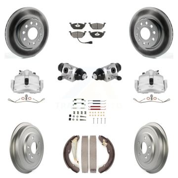 Front Rear Brake Caliper Coat Rotor Drum Semi-Metallic Pad Shoes Cylinder Kit (11Pc) For KCG-100353S