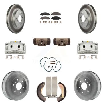 Front Rear Brake Caliper Coated Rotor Drum Ceramic Pad Shoe Cylinder Kit (11Pc) For 1500 KCG-100354T