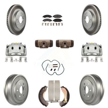 Front Rear Brake Caliper Coat Rotor Drum Semi-Metallic Pad Shoes Cylinder Kit (11Pc) For KCG-100355P