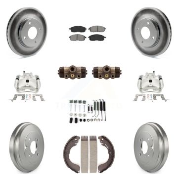 Front Rear Brake Caliper Coat Rotor Drum Semi-Metallic Pad Shoes Cylinder Kit (11Pc) For KCG-100355S