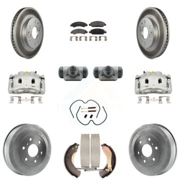 Front Rear Brake Caliper Coated Rotor Drum Ceramic Pad Shoe Cylinder Kit (11Pc) For 1500 KCG-100355T
