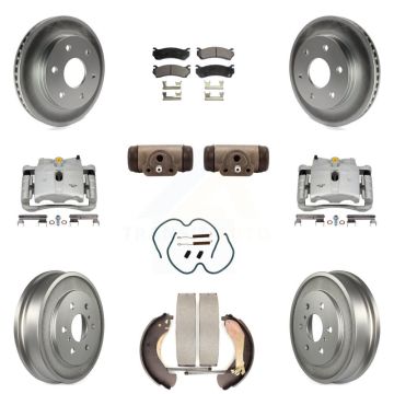 Front Rear Brake Caliper Coat Rotor Drum Semi-Metallic Pad Shoes Cylinder Kit (11Pc) For KCG-100356P
