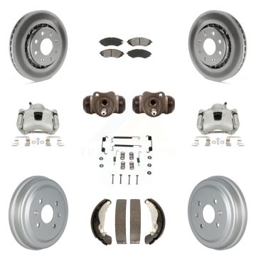 Front Rear Brake Caliper Coat Rotor Drum Semi-Metallic Pad Shoes Cylinder Kit (11Pc) For KCG-100356S