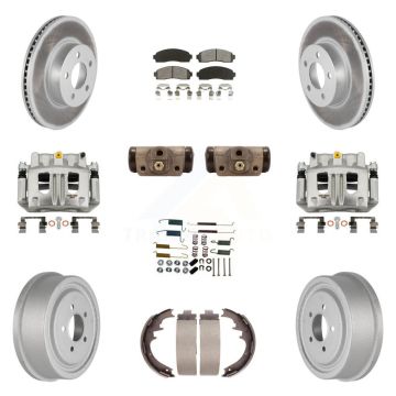 Front Rear Brake Caliper Coat Rotor Drum Semi-Metallic Pad Shoes Cylinder Kit (11Pc) For KCG-100357S