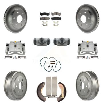 Front Rear Brake Caliper Coat Rotor Drum Semi-Metallic Pad Shoes Cylinder Kit (11Pc) For KCG-100358P