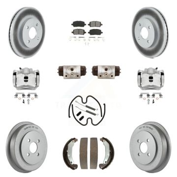 Front Rear Brake Caliper Coat Rotor Drum Semi-Metallic Pad Shoes Cylinder Kit (11Pc) For KCG-100358S