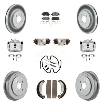 Front Rear Brake Caliper Coat Rotor Drum Semi-Metallic Pad Shoes Cylinder Kit (11Pc) For KCG-100359S