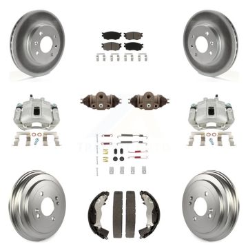 Front Rear Brake Caliper Coat Rotor Drum Ceramic Pad Shoe Cylinder Kit (11Pc) For Accent KCG-100360C