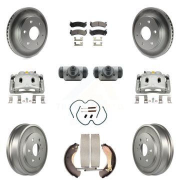 Front Rear Brake Caliper Coat Rotor Drum Semi-Metallic Pad Shoes Cylinder Kit (11Pc) For KCG-100360P