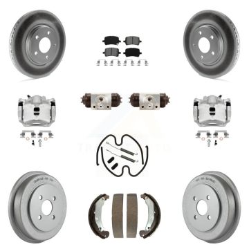 Front Rear Brake Caliper Coat Rotor Drum Semi-Metallic Pad Shoes Cylinder Kit (11Pc) For KCG-100360S