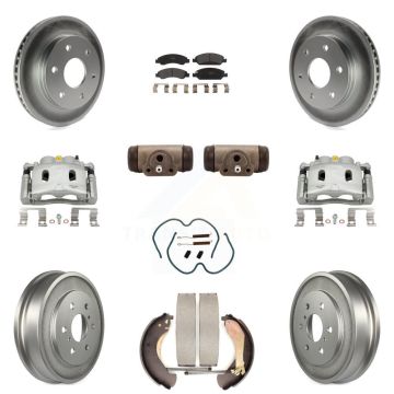 Front Rear Brake Caliper Coat Rotor Drum Semi-Metallic Pad Shoes Cylinder Kit (11Pc) For KCG-100361P