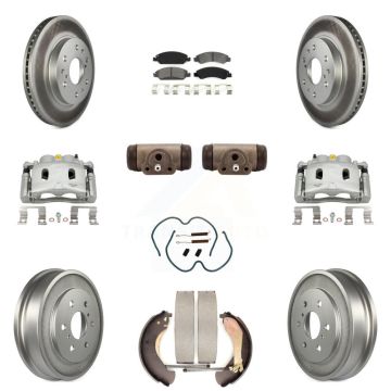 Front Rear Brake Caliper Coat Rotor Drum Semi-Metallic Pad Shoes Cylinder Kit (11Pc) For KCG-100361S
