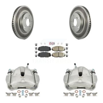 Front Disc Brake Caliper Coated Rotors And Ceramic Pads Kit For 2014-2015 Toyota RAV4 LE KCG-100363N