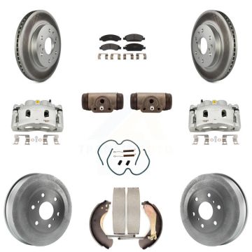 Front Rear Brake Caliper Coat Rotor Drum Semi-Metallic Pad Shoes Cylinder Kit (11Pc) For KCG-100363P