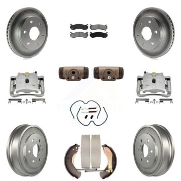 Front Rear Brake Caliper Coat Rotor Drum Semi-Metallic Pad Shoes Cylinder Kit (11Pc) For KCG-100363S