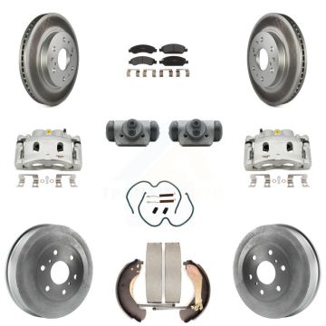 Front Rear Brake Caliper Coat Rotor Drum Semi-Metallic Pad Shoes Cylinder Kit (11Pc) For KCG-100364P