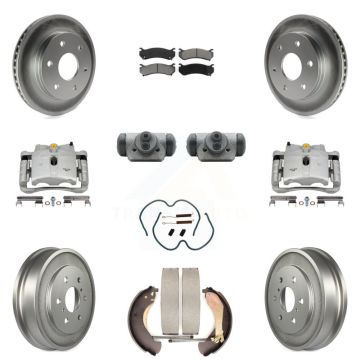 Front Rear Brake Caliper Coat Rotor Drum Semi-Metallic Pad Shoes Cylinder Kit (11Pc) For KCG-100364S