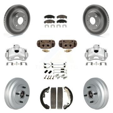Front Rear Disc Brake Caliper Coated Rotor Drum Ceramic Pad Shoe Cylinder Kit (11Pc) For KCG-100365C