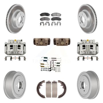 Front Rear Brake Caliper Coat Rotor Drum Semi-Metallic Pad Shoes Cylinder Kit (11Pc) For KCG-100365P