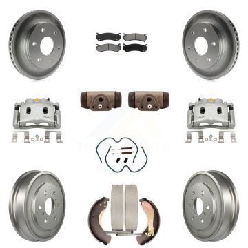 Front Rear Brake Caliper Coat Rotor Drum Semi-Metallic Pad Shoes Cylinder Kit (11Pc) For KCG-100365S