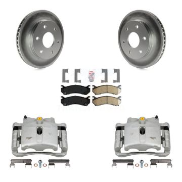 Front Brake Caliper Coat Rotor & Ceramic Pad Kit For Chevrolet GMC Silverado 1500 Sierra KCG-100366N
