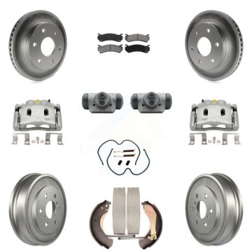 Front Rear Brake Caliper Coat Rotor Drum Semi-Metallic Pad Shoes Cylinder Kit (11Pc) For KCG-100366S