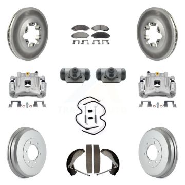 Front Rear Brake Caliper Coat Rotor Drum Semi-Metallic Pad Shoes Cylinder Kit (11Pc) For KCG-100367P
