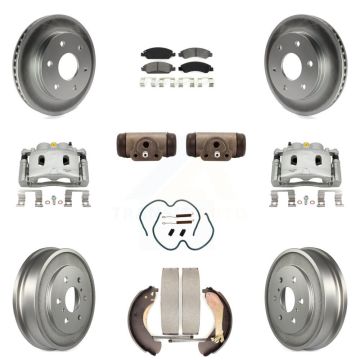Front Rear Brake Caliper Coat Rotor Drum Semi-Metallic Pad Shoes Cylinder Kit (11Pc) For KCG-100367S