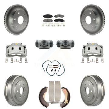 Front Rear Brake Caliper Coat Rotor Drum Semi-Metallic Pad Shoes Cylinder Kit (11Pc) For KCG-100368S