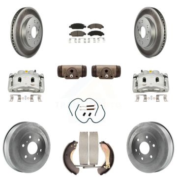 Front Rear Brake Caliper Coated Rotor Drum Ceramic Pad Shoe Cylinder Kit (11Pc) For 1500 KCG-100369C