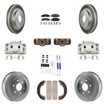 Front Rear Brake Caliper Coat Rotor Drum Semi-Metallic Pad Shoes Cylinder Kit (11Pc) For KCG-100369P