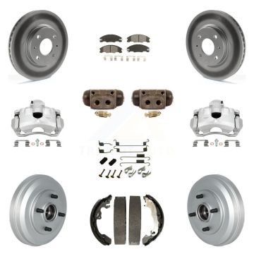 Front Rear Brake Caliper Coat Rotor Drum Semi-Metallic Pad Shoes Cylinder Kit (11Pc) For KCG-100369S