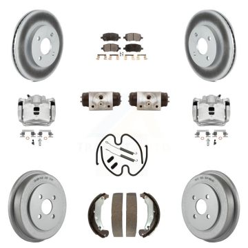 Front Rear Disc Brake Caliper Coated Rotor Drum Ceramic Pad Shoe Cylinder Kit (11Pc) For KCG-100369T