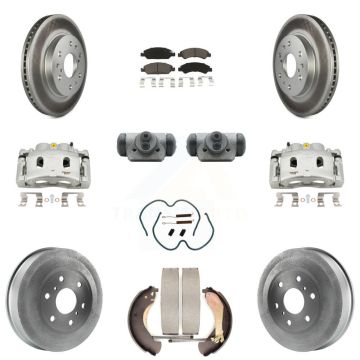 Front Rear Brake Caliper Coated Rotor Drum Ceramic Pad Shoe Cylinder Kit (11Pc) For 1500 KCG-100370C
