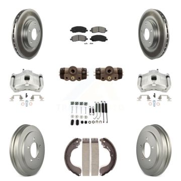 Front Rear Brake Caliper Coat Rotor Drum Semi-Metallic Pad Shoes Cylinder Kit (11Pc) For KCG-100371S