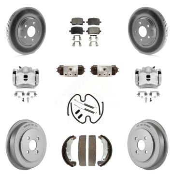 Front Rear Disc Brake Caliper Coated Rotor Drum Ceramic Pad Shoe Cylinder Kit (11Pc) For KCG-100371T
