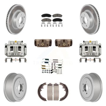 Front Rear Brake Caliper Coated Rotor Drum Ceramic Pad Shoe Cylinder Kit (11Pc) For Ford KCG-100373C