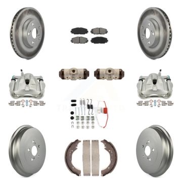 Front Rear Brake Caliper Coat Rotor Drum Semi-Metallic Pad Shoes Cylinder Kit (11Pc) For KCG-100373S