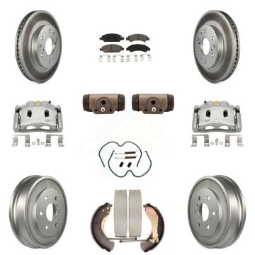 Front Rear Brake Caliper Coated Rotor Drum Ceramic Pad Shoe Cylinder Kit (11Pc) For 1500 KCG-100374C