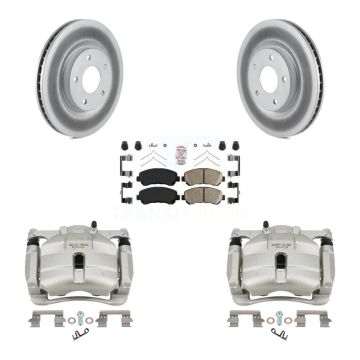 Front Disc Brake Caliper Coated Rotors And Ceramic Pads Kit For Nissan Rogue Select KCG-100374N