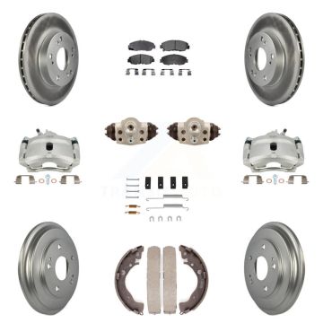 Front Rear Brake Caliper Coat Rotor Drum Semi-Metallic Pad Shoes Cylinder Kit (11Pc) For KCG-100374P