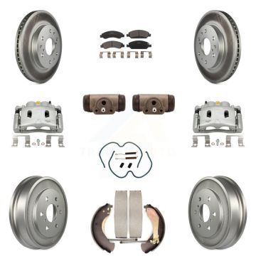 Front Rear Brake Caliper Coated Rotor Drum Ceramic Pad Shoe Cylinder Kit (11Pc) For 1500 KCG-100374T