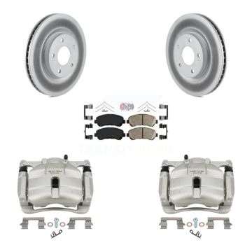 Front Disc Brake Caliper Coated Rotors And Ceramic Pads Kit For Nissan Rogue Select KCG-100375N