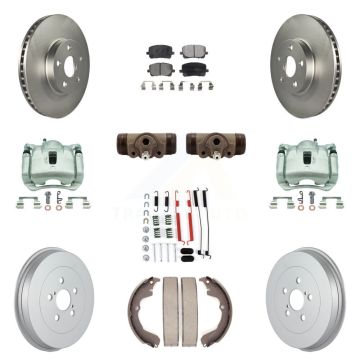 Front Rear Brake Caliper Coat Rotor Drum Semi-Metallic Pad Shoes Cylinder Kit (11Pc) For KCG-100375P