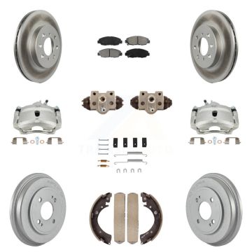 Front Rear Brake Caliper Coat Rotor Drum Semi-Metallic Pad Shoes Cylinder Kit (11Pc) For KCG-100375S