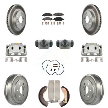 Front Rear Brake Caliper Coated Rotor Drum Ceramic Pad Shoe Cylinder Kit (11Pc) For 1500 KCG-100375T