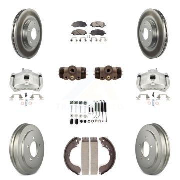 Front Rear Brake Caliper Coat Rotor Drum Semi-Metallic Pad Shoes Cylinder Kit (11Pc) For KCG-100376P