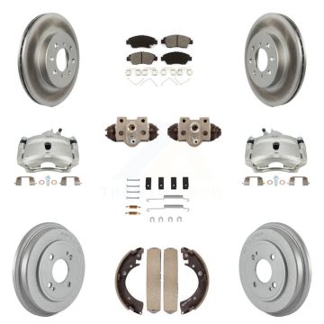Front Rear Brake Caliper Coat Rotor Drum Semi-Metallic Pad Shoes Cylinder Kit (11Pc) For KCG-100376S